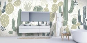Le papier peint panoramique MEXICA plante un décor de cactus. Les plantes variées présentent leurs formes arrondies, ovales, allongées. Les détails des cactus sont graphiques : des traits longs et fins, courts et larges, en largeur et en hauteur. L’alternance entre formes pleines et contours ajoute du relief au décor mural végétal. La tapisserie mexicaine affiche un fond blanc qui se décline en deux versions de couleurs : rose, marron et beige ou dans des teintes de vert.