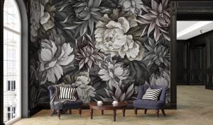 Papier peint panoramique PEONY vénère la fleur généreuse et sensuelle. Le floral prend le pouvoir avec intensité, par le biais de ses pivoines en gros plan. Le papier peint s’affirme dans un style baroque.