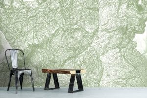 Paesaggio II offre une vision aérienne des paysages, des formes organiques des chaînes de montagnes et des cartes imaginaires de lieux familiers. La nature abstraite du motif vous permet de toujours repérer quelque chose de nouveau basé sur nos vies personnelles et nos expériences de rêve.