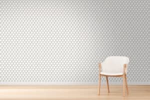 Ces séquences de coups de pinceau arqués Reate un motif en forme d’écaille, un motif commun dans les textiles de soie japonais, ici reproposé à plus grande échelle.