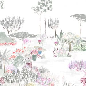 JARDINDEFRANCE GRIS VERT Panneau A L200 H330 IL papier peint dekozy.fr