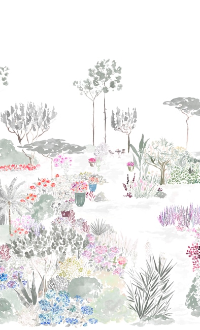 JARDINDEFRANCE GRIS VERT Panneau A L200 H330 IL papier peint dekozy.fr