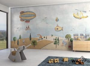 Papier peint panoramique circusland crée un monde imaginaire où un éléphant conduit une bicyclette et un crocodile pilote un hélicoptère est une option charmante pour une chambre d'enfant. Ce papier peint circusland stimulant l'imagination peut créer une ambiance joyeuse et fantastique dans la chambre d'un enfant. Veillez à maintenir un équilibre visuel pour que la chambre soit à la fois ludique et harmonieuse. Laissez place à la créativité et à la personnalisation pour que la chambre reflète les goûts et les intérêts de l'enfant.