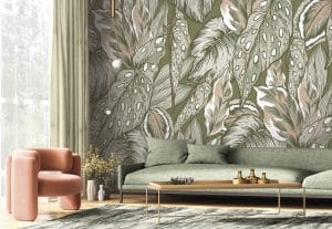 Feuillage d’évasion dans votre décoration. Papier peint panoramique PAANI comme un dessin, le papier peint PAANI met en valeur des feuilles exotiques en gros plan. La tapisserie est un voyage tropical en plein cœur de notre intérieur. Les grands végétaux sont dessinés grossièrement avec de nombreux détails, dans deux déclinaisons colorées : une version claire dans des teintes beige et vert pâle, un modèle plus puissant qui opte pour des variations de bleu gris avec des touches couleur terre. La végétation tropicale est réinventée dans un esprit enfantin et décomplexé. Âmes subtiles, s’abstenir ! Moins de réalisme et davantage d’expressionnisme pour ce papier peint aventureux. Mettez le cap sur une jungle qui en impose, optez pour un décor mural exotique et audacieux qui impose sa personnalité.